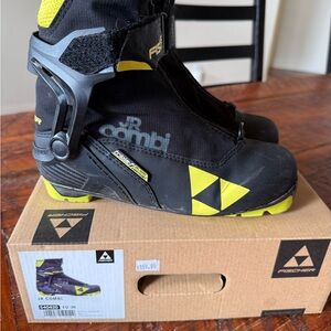 Fischer JR Combi XC Ski Boots Black and Yellow
